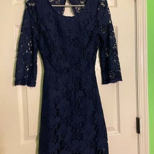 Open back SMALL Navy Lace Dress